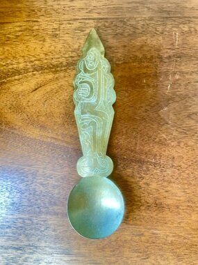 Vintage Brass Etched Spoon Boho Old World Kitchen Art Wall Hanging Unique Décor